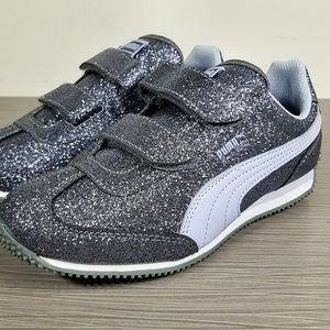 PUMA Whirlwind Glitz Sneaker, Grey, Childrens Size 3 / 34.5 (ages 5-8)